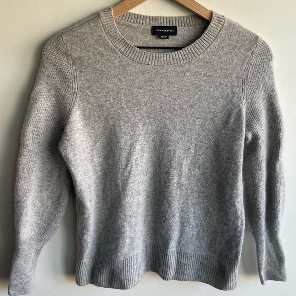 SummerSalt|| Cashmere The Coziest Blend Bishop-Sleeve Sweater, Size small, gray - Picture 6 of 10